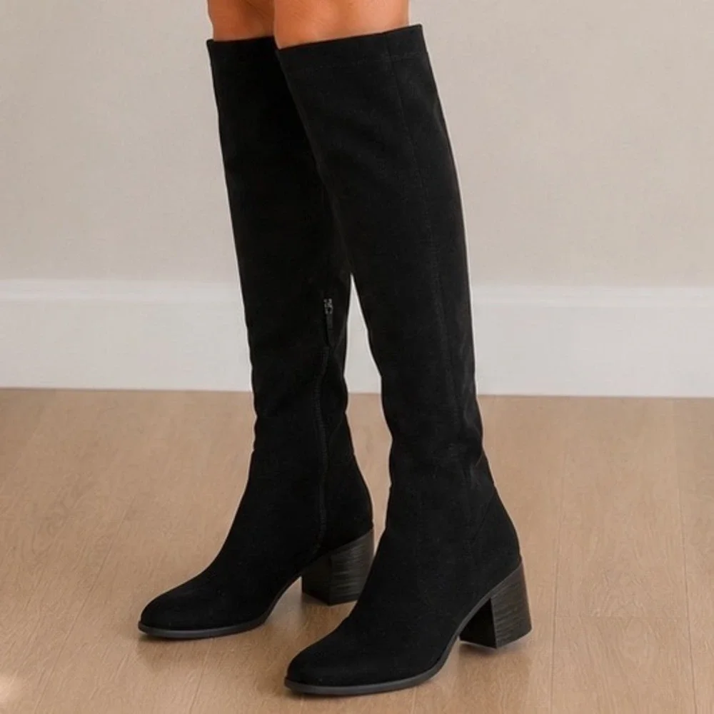 Corso Como Loval Black Suede Tall Boots Minimalist Old Money Quiet Luxury 9.5M